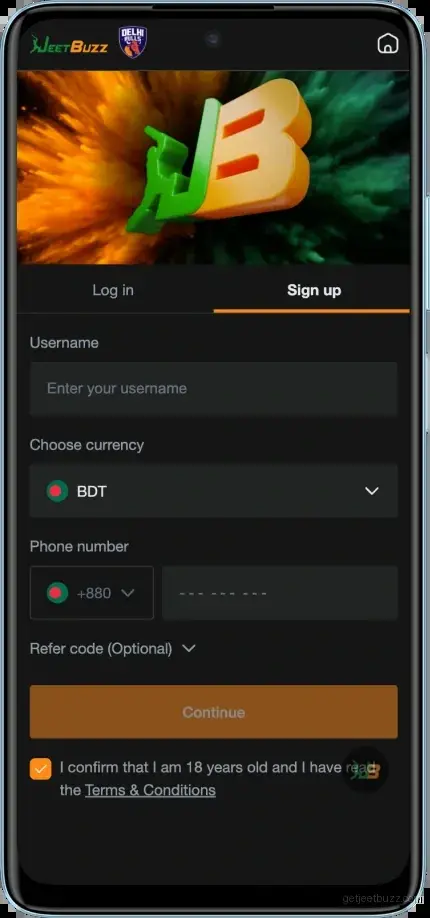 JeetBuzz registration page for Bangladesh users